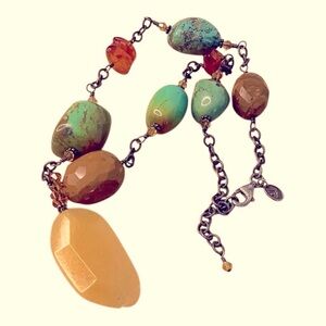 Silpada Honey Jade Necklace with Semi-Precious Stones Vintage